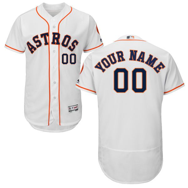Men Houston Astros Majestic Home White Flex Base Authentic Collection Custom MLB Jersey->->Custom Jersey